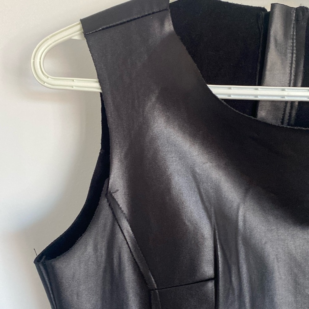 SOPHYLINE&CO Paris Faux Leather short sleeved Skater new Black Dress size small - Picture 15 of 17